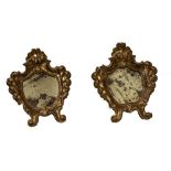 COPPIA CARTAGLORIE trasformate in specchierine in legno dorato ad oro zecchino. Sicilia XVIII secolo