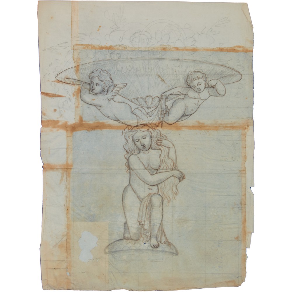 IGNAZIO MARABITTI (Palermo 1719 – 1797) MATITA su carta "Raro disegno per fontana". Misure: cm 49,