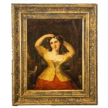 PITTORE DEL XIX SECOLO OLIO su tela "Figura femminile". Misure: cm 46 x 36