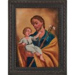 SCUOLA ITALIANA DEL XIX SECOLO PITTURA su vetro "San Giuseppe con Bambino". Misure: cm 29 x 22