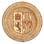 PIATTO stile Ispano/Moresco in ceramica smaltata e decorata. Spagna XX secolo Misure: diametro cm
