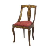 SEDIA stile Boulle in mogano con tarsie in rame (seduta h cm 49). Francia XX secolo Misure: h cm 89