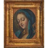 SCUOLA SICILIANA DEI PRIMI DELL'800 OLIO su cartoncino "Volto di Madonna" entro cornice a canna