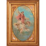 ANGELO D'AGATA (Catania 1842 - ?) OLIO su tela ovale "L'allegoria della speranza", firmato in