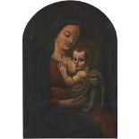 PITTORE ITALIANO DEL XIX SECOLO OLIO su tela "Madonna con Bambino". Misure: cm 60 x 41