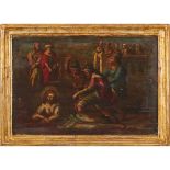 SCUOLA SICILIANA DEL XVIII SECOLO OLIO su tavola "Stazione Via Crucis". Misure: cm 34 x 44