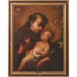 CARLO FRANCESCO NUVOLONE (Milano 1609 - 1702) OLIO su tela "Sant'Antonio da Padova con Bambino".