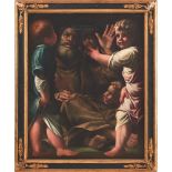 PITTORE DEL XVII SECOLO OLIO su tela "Frate francescano con bambini". Misure: cm 113 x 91