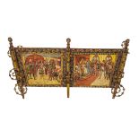 SPONDA di carretto siciliano in legno decorato e dipinto a mano raffigurante "Scene di Federico II",