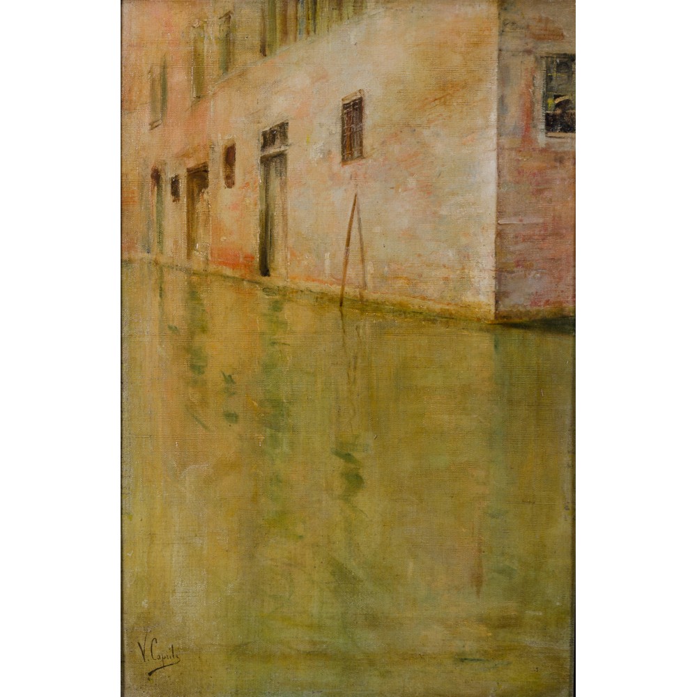VINCENZO CAPRILE (Napoli 1856 - 1936) OLIO su tela "Vicolo veneziano" firmato in basso a sinistra.