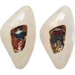 CERAMICA ALCYONE Marostica anni '60 COPPIA APPLIQUES in ceramica con figure carnevalesche. Misure: h