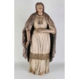 17. - 18. Jh. Große Madonna aus Holz mit Polychromie. Füße beschädigt Größe: H 78 cm. In gutem