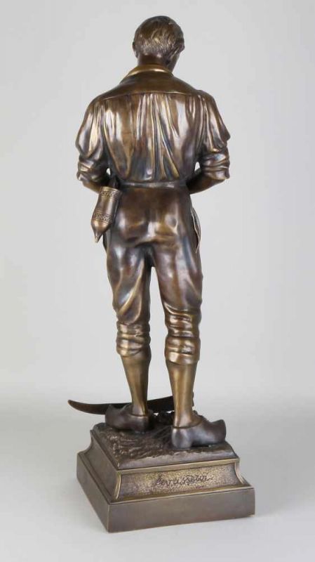 Große antike französische Bronzefigur. Von Levasseur Titel L 'angelus. Mann mit Sense Größe: 72 - Image 2 of 2