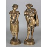 Zwei antike Bronzefiguren von Leopold Harze. 1831 - 1893. Gros Rewe + Marinette. Größe: 28 - 29