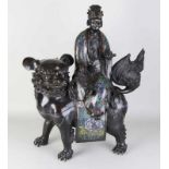 Sehr großer alter chinesischer Bronze Cloisonne Foo-Hund mit Buddha. 19. bis 20. Jahrhundert. Größe: