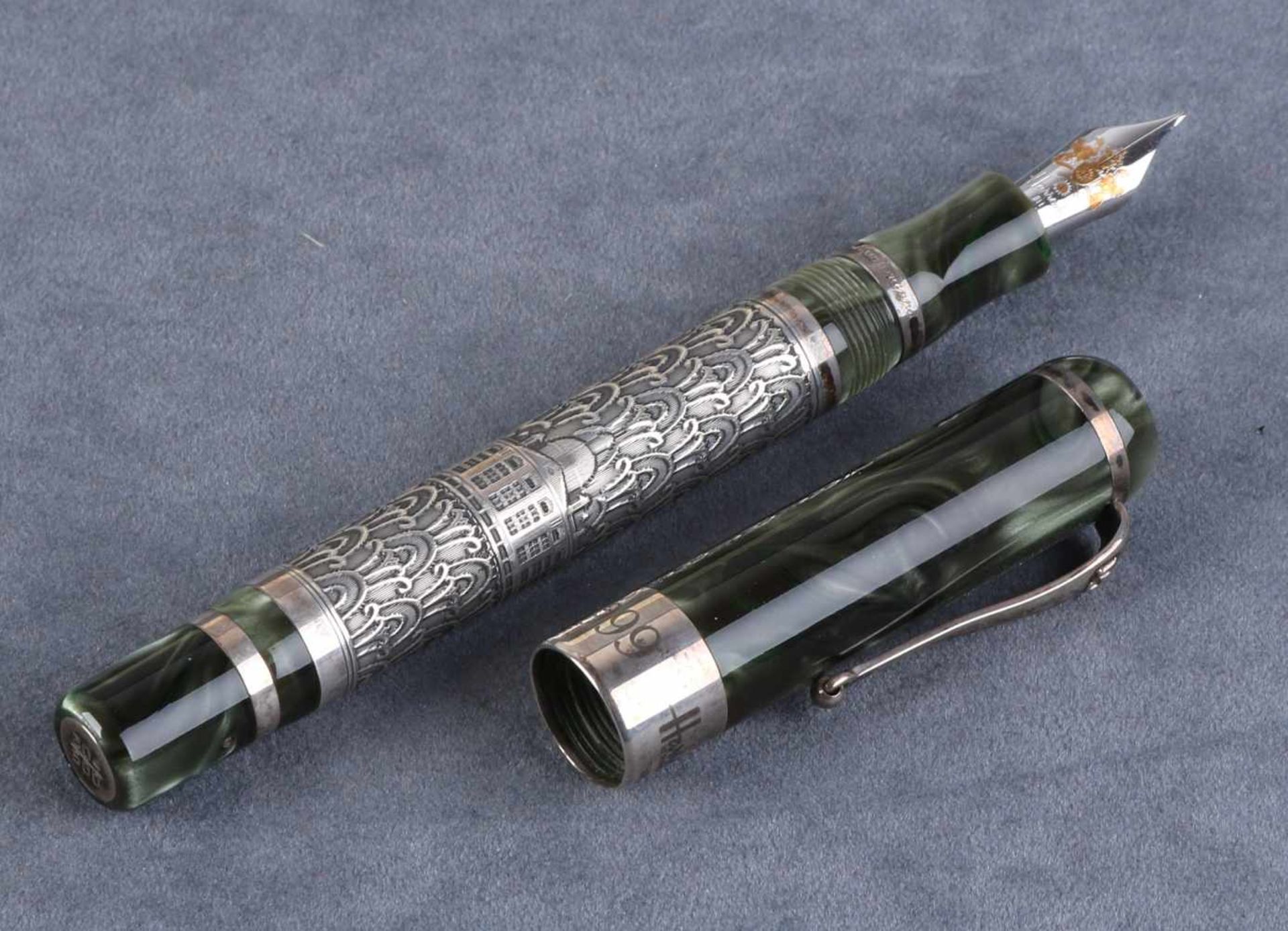 Exclusive pen Harrods Knightsbridge Montegrappa 1912 "(nr. 304/500), partly sterling silver pen with - Image 4 of 4