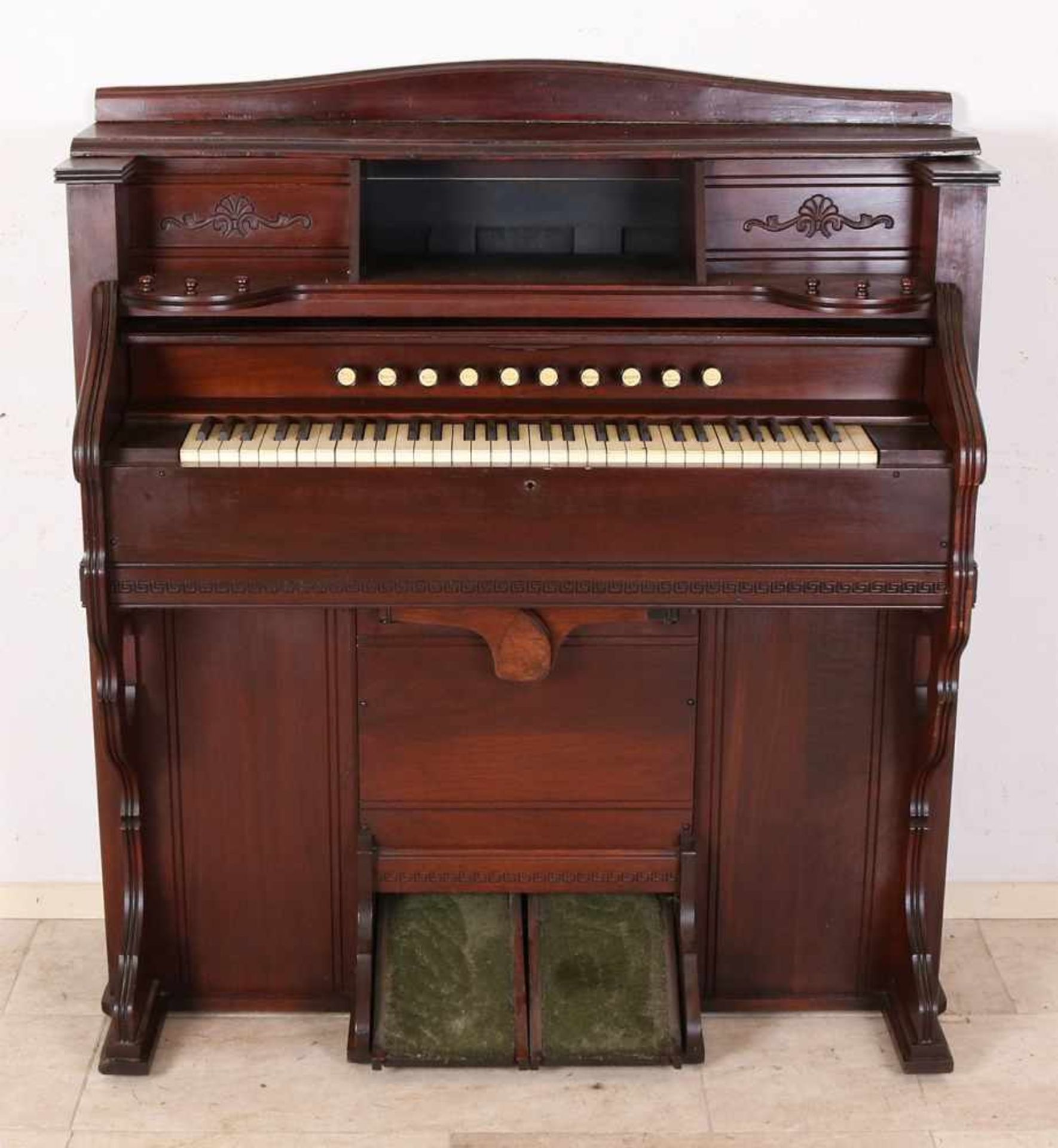 Antique American mahogany stair organ. Estey Orgam Co. Brattleboro UT. USA. Circa 1915.