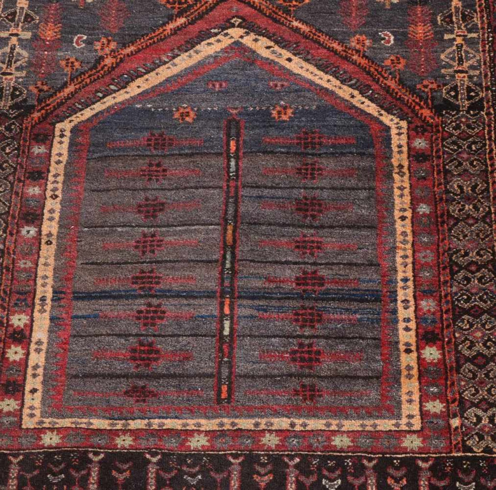 Two ancient Persian rugs. Among other things: Prayer blanket. Multi-colored floral. Dimensions: - Image 2 of 5