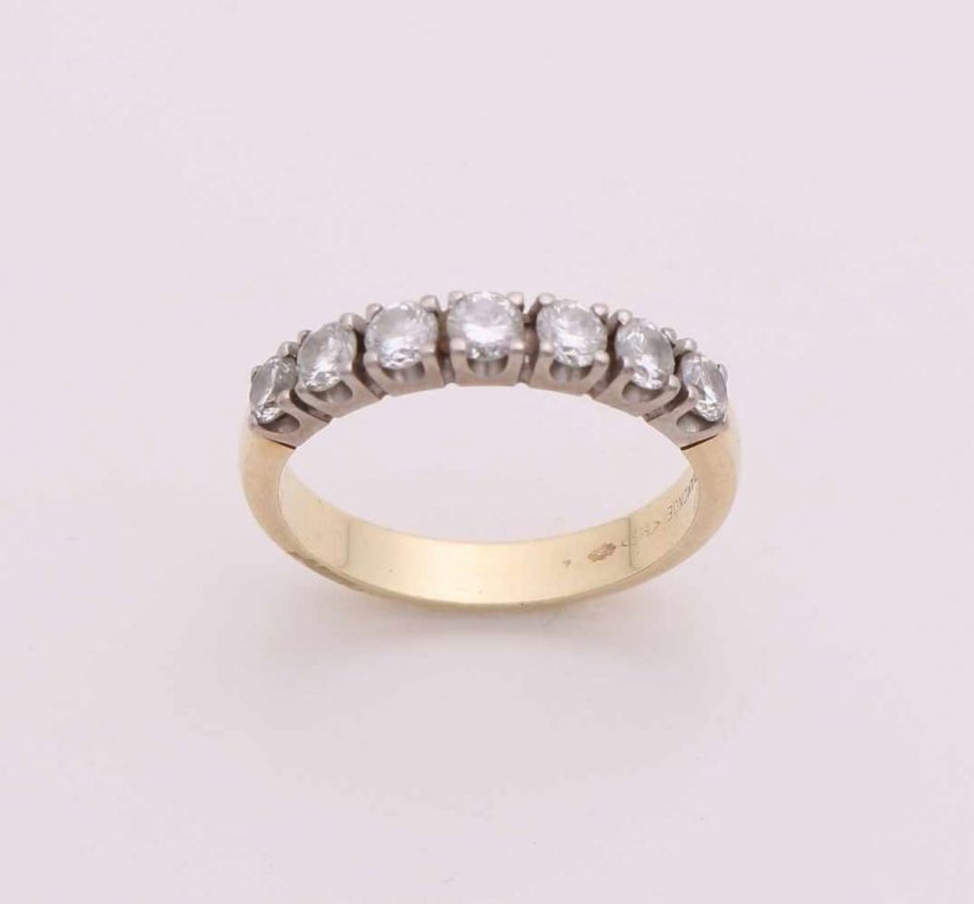 Yellow gold riding ring, 585/000, with diamonds. Diamond ring ring, model 611, with a white gold