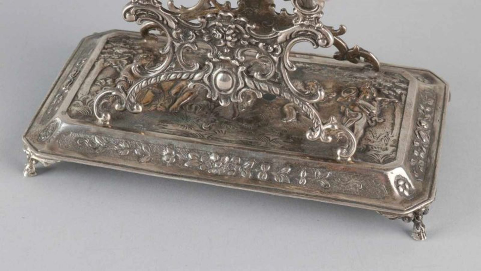 Special silver music box, 925/000, rectangular music box, with bird, decorated with putti and floral - Bild 5 aus 5