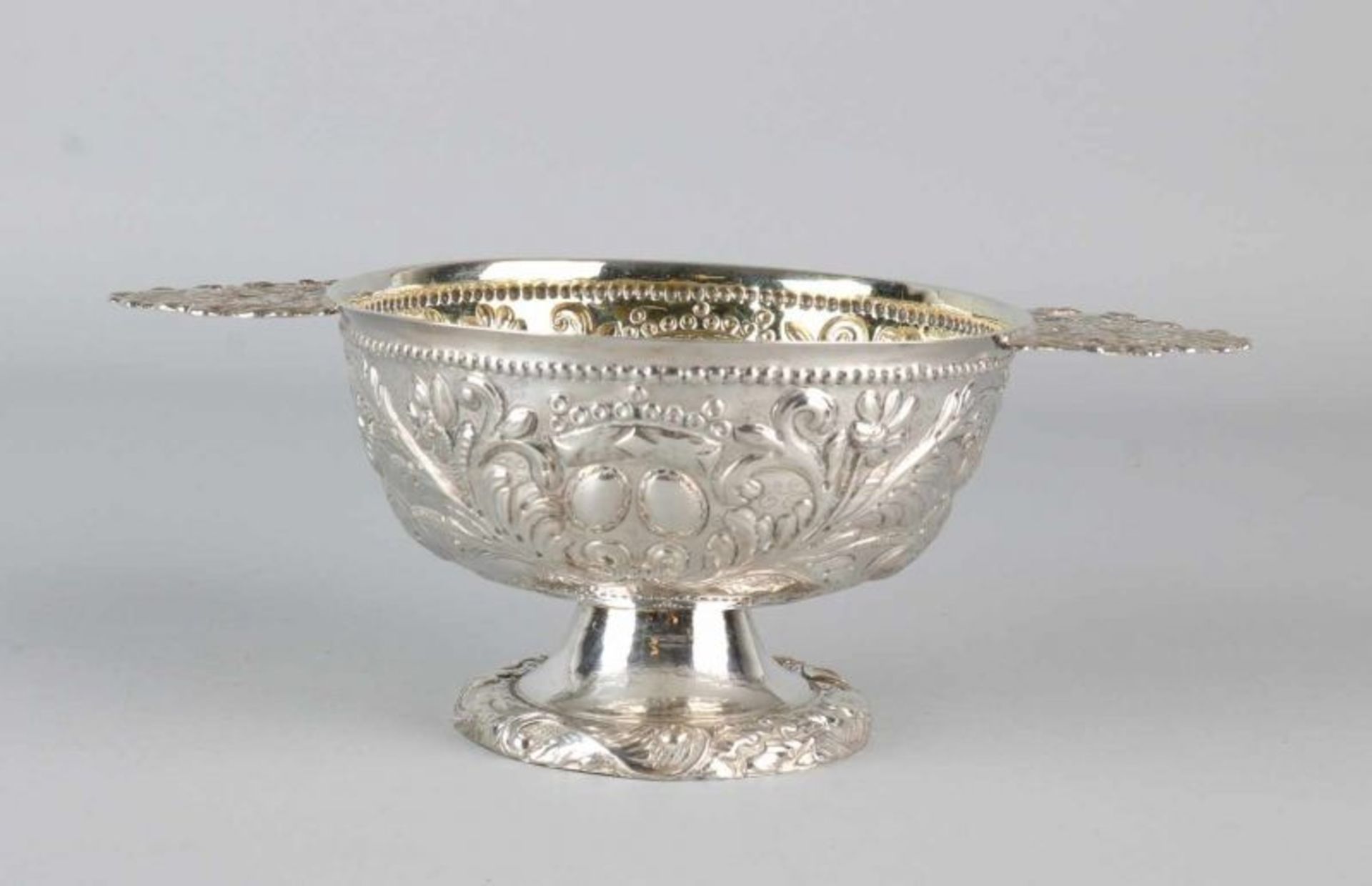 Silver brandy bowl, 934/000, round model, decorated with floral motifs, with vermeille inside, - Bild 2 aus 2