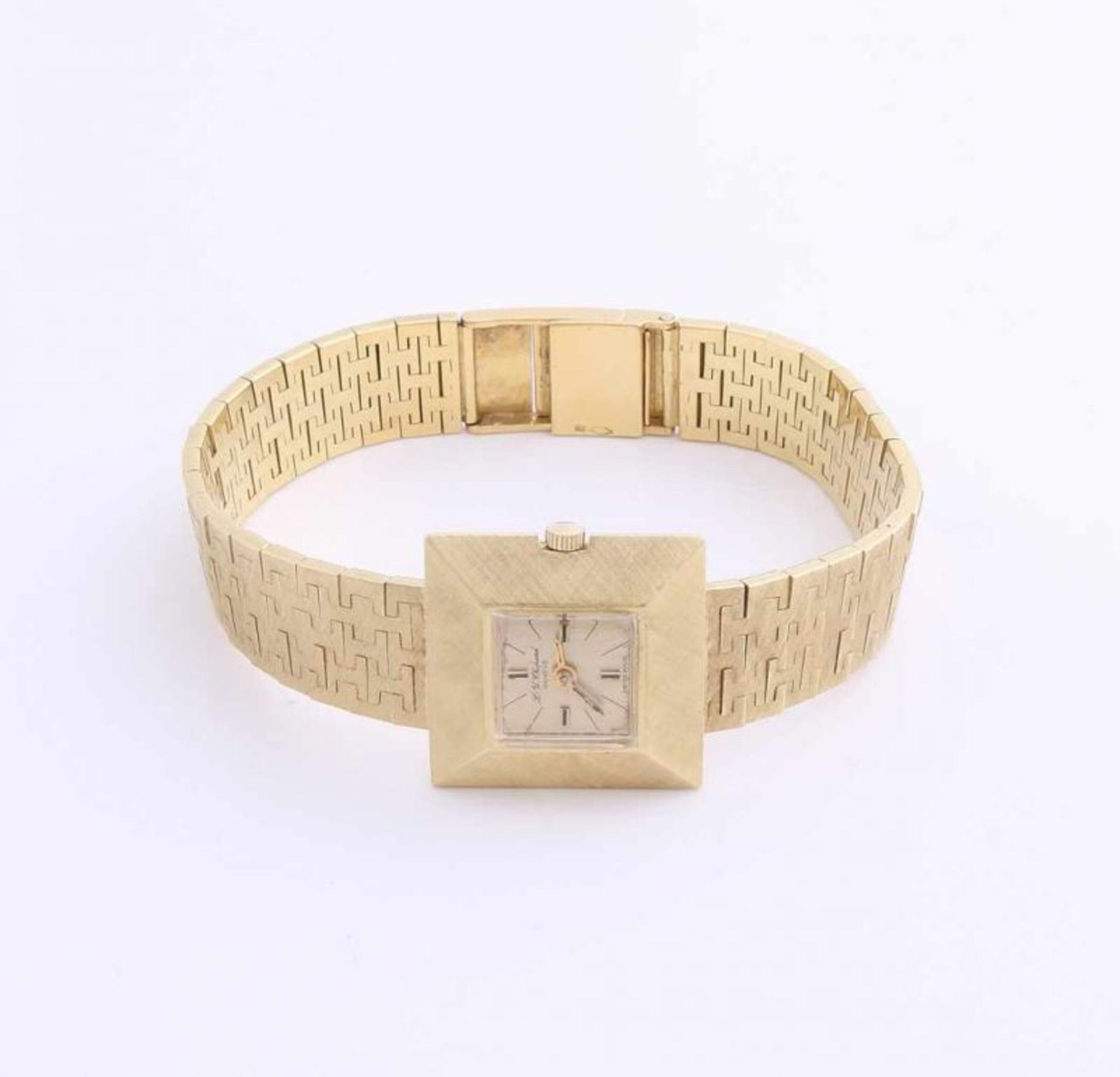 Yellow gold chopard watch, 750/000, with a square case, 20x20mm, with a matt finish, with a yellow