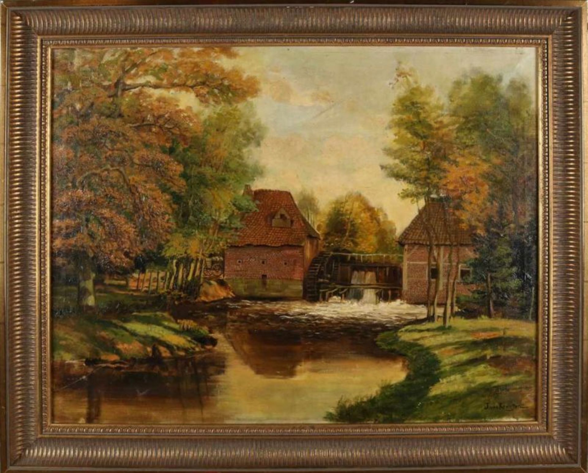 Jaap van Kregten. 1878 - 1967. Watermill from Haaksbergen. Oil on linen. Dimensions: H 60 x W 77 cm.