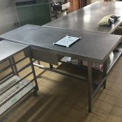 ASSORTMENT OF STAINLESS STEEL TABLES AND TROLLIES