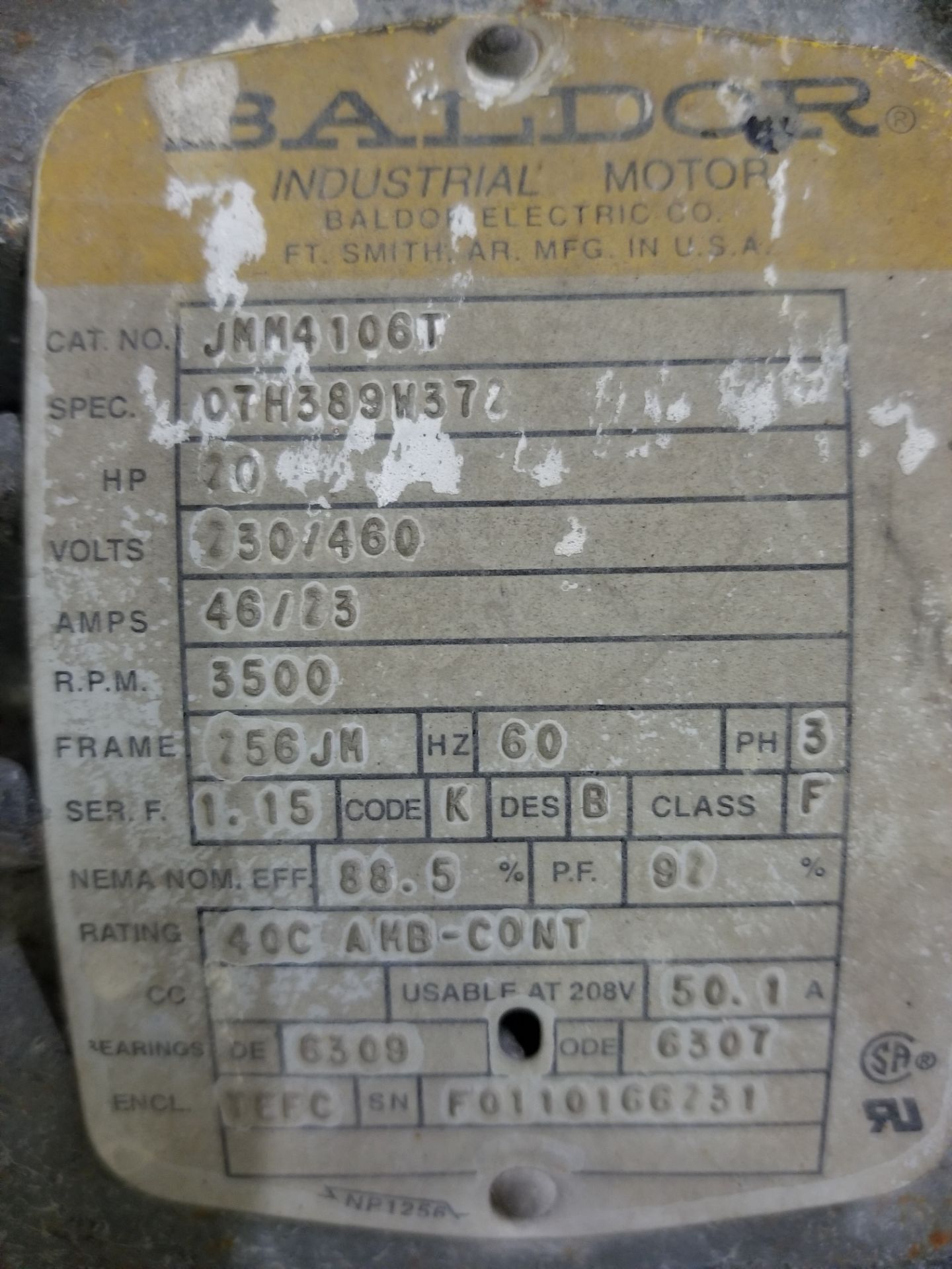 2010 Waukesha Cherry Burrell Centrifugal Pump; Model: U2085, Serial: 300707 02 20 HP, 230/460 Volt, - Image 3 of 3