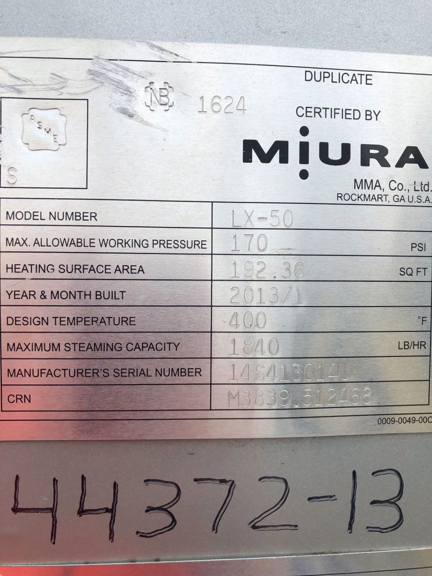 Miura LXL-50 Low Pressure Steam Boiler - Image 2 of 3