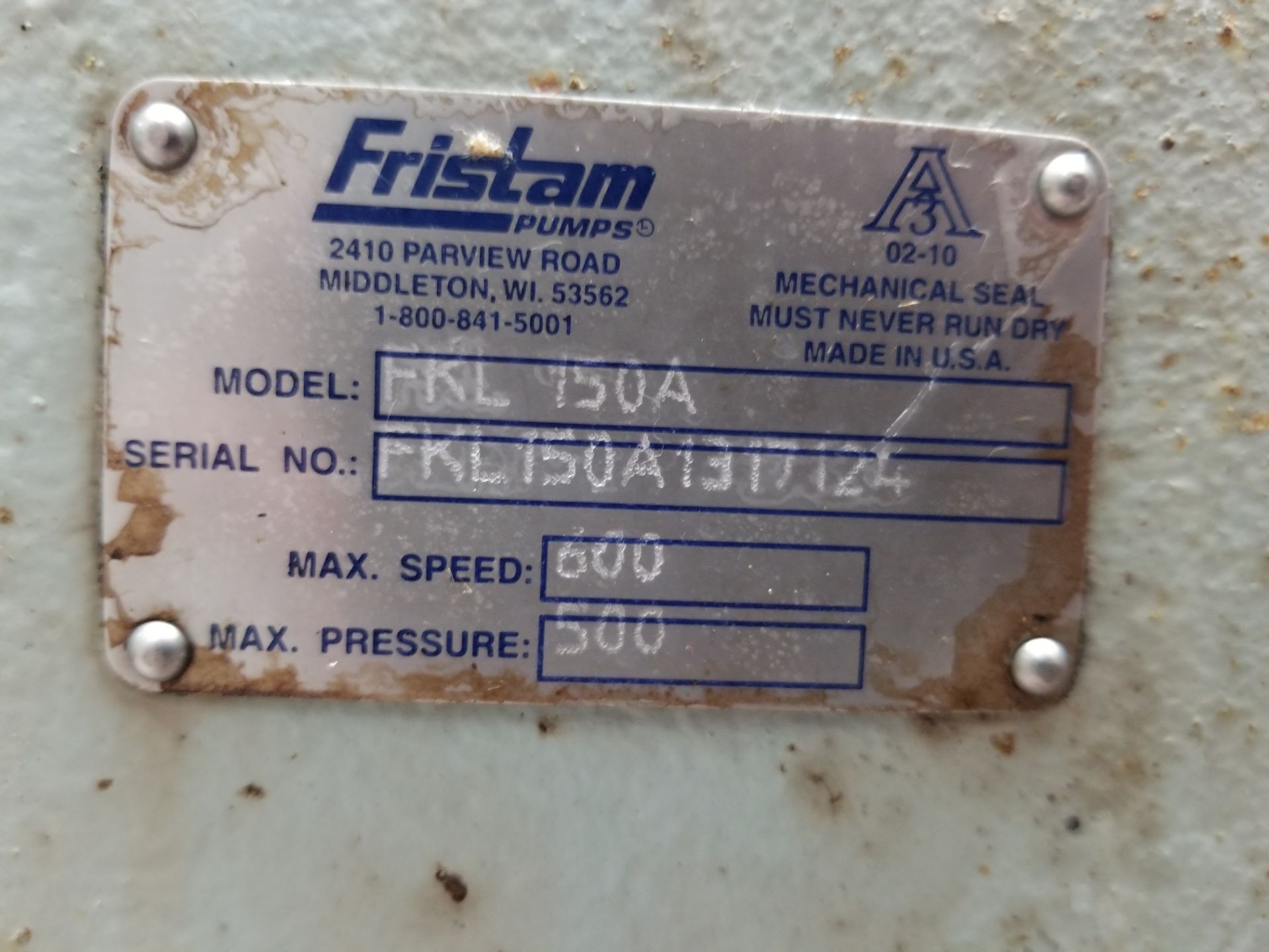 Fristam Positive Displacement Pump - Image 4 of 5