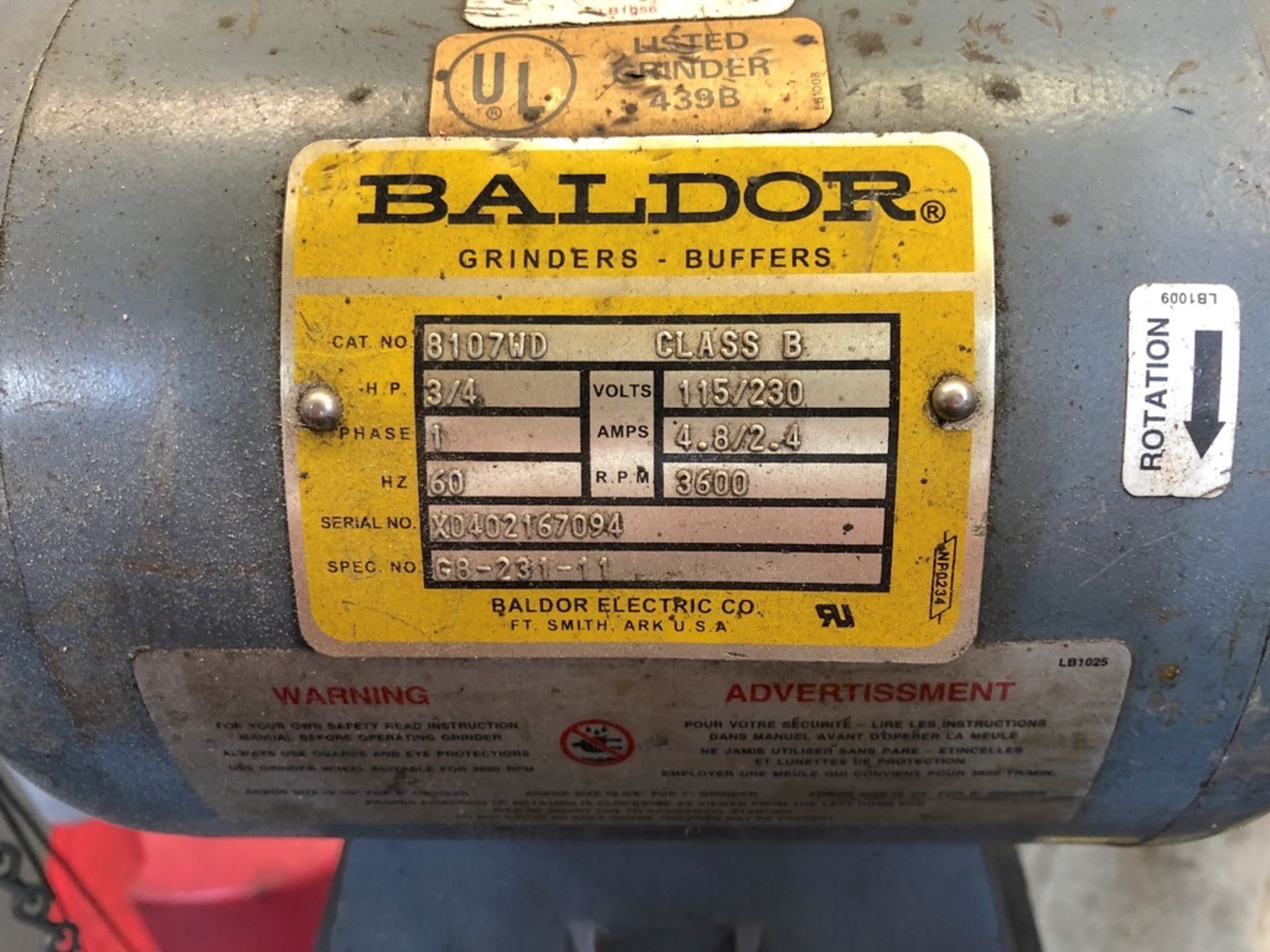 Baldor Grinder and Buffer - Image 3 of 3