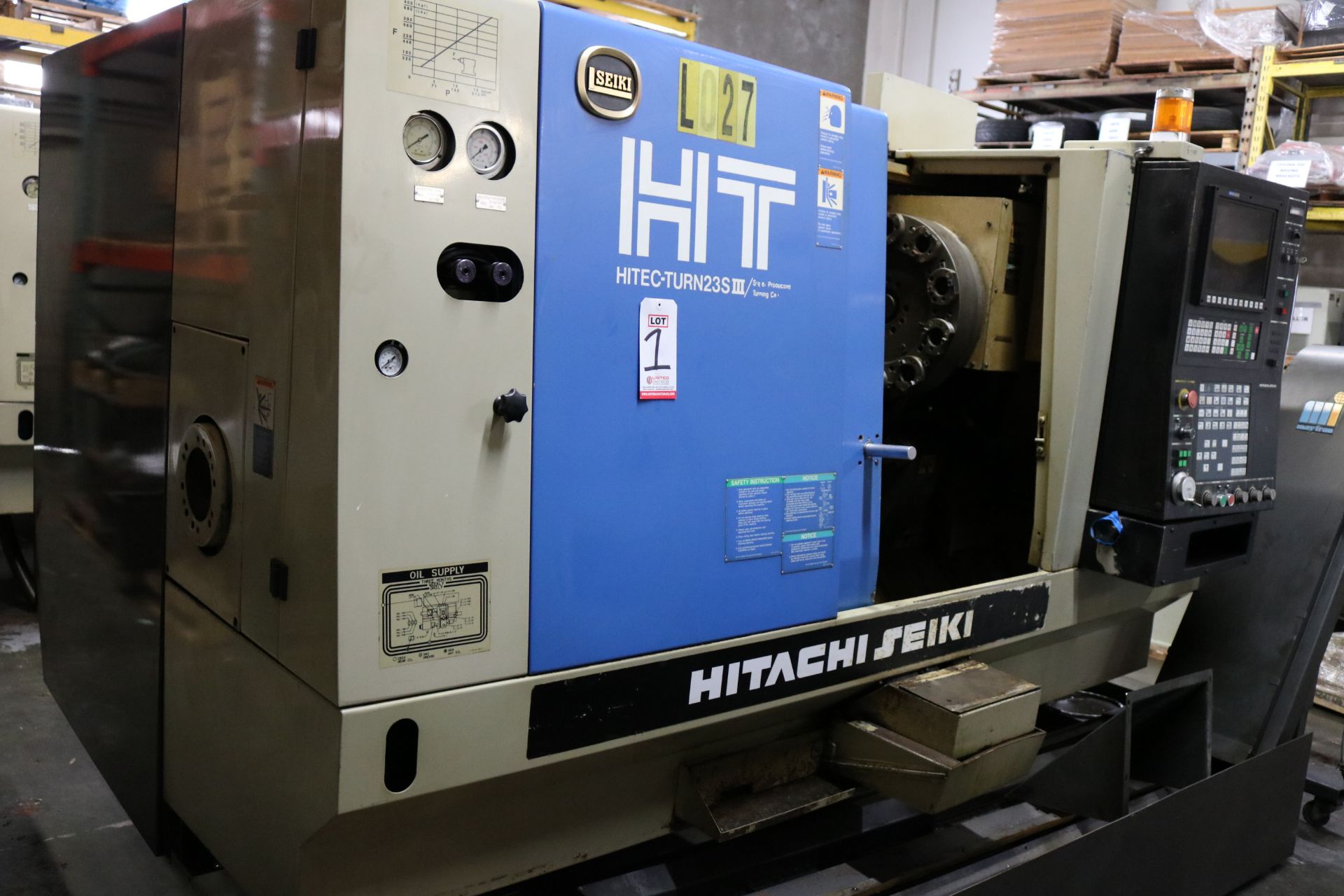 1996 HITACHI SEIKI CNC TURNING CENTER, MODEL HT23S III, SEICOS L CNC CONTROL, 10" CHUCK, 3,600 - Image 6 of 23