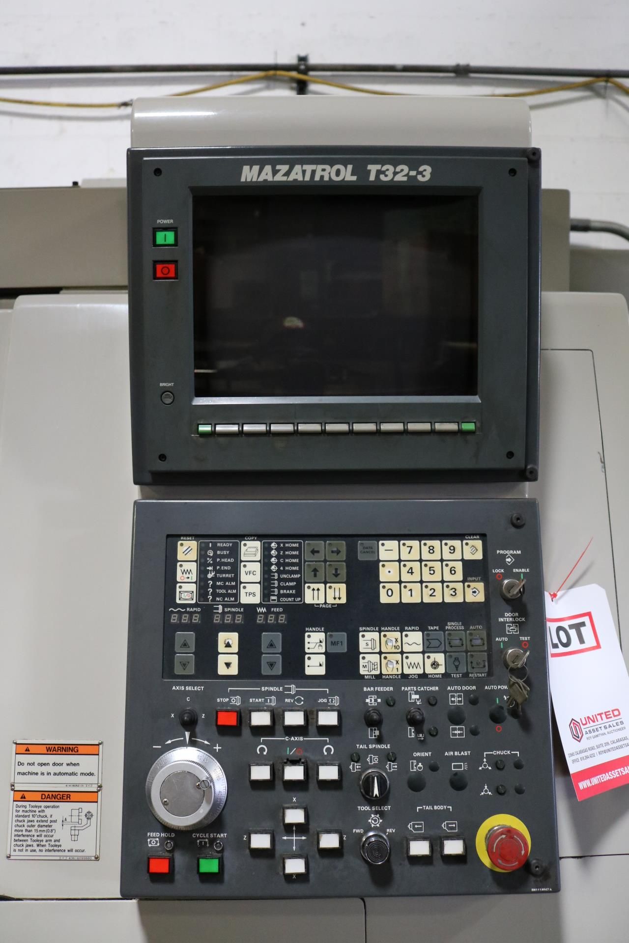 MAZAK SUPER QUICK TURN 18M UNIVERSAL CNC TURNING CENTER, MAZATROL T32-3 CNC CONTROL, 10" CHUCK, 12 - Image 3 of 8