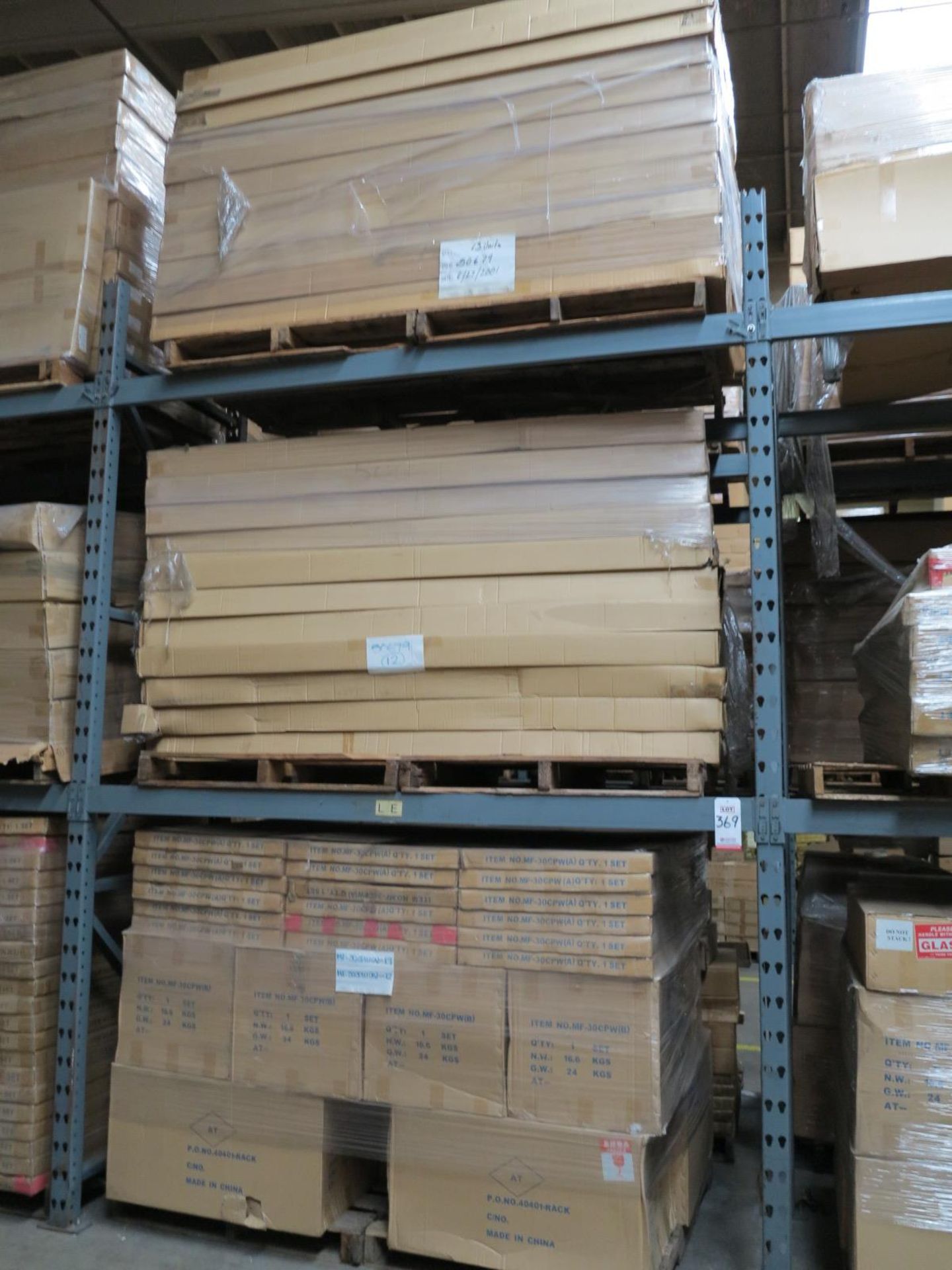 LOT - CONTENTS OF (3) SECTIONS OF PALLET RACK TO INCLUDE: ITEM # 50679, 5FT L. STARTER SET 82"