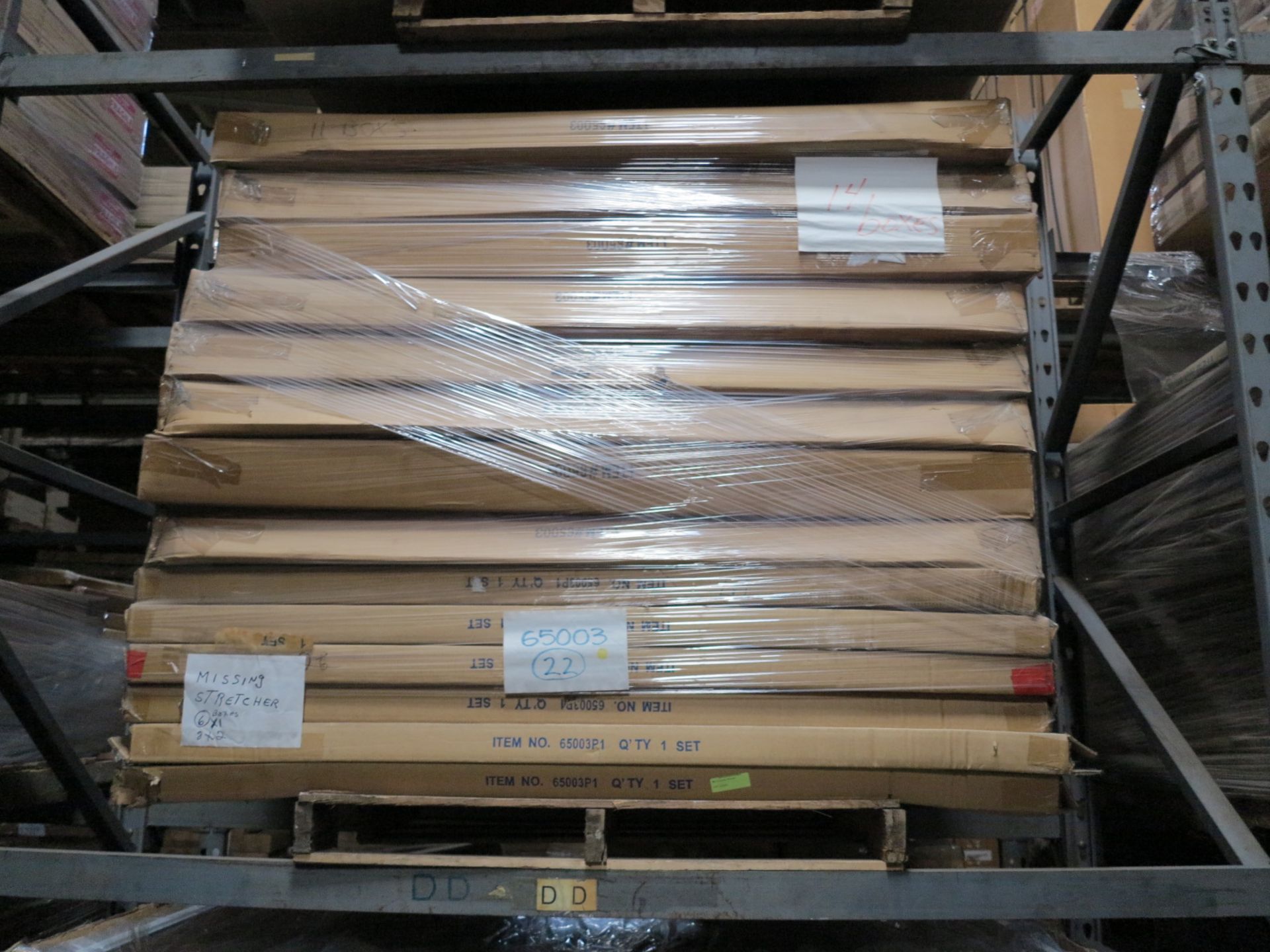 LOT - CONTENTS OF (2) SECTIONS OF PALLET RACK TO INCLUDE: ITEM #10396, T STAND COUNTER TOP, SATIN - Image 7 of 8