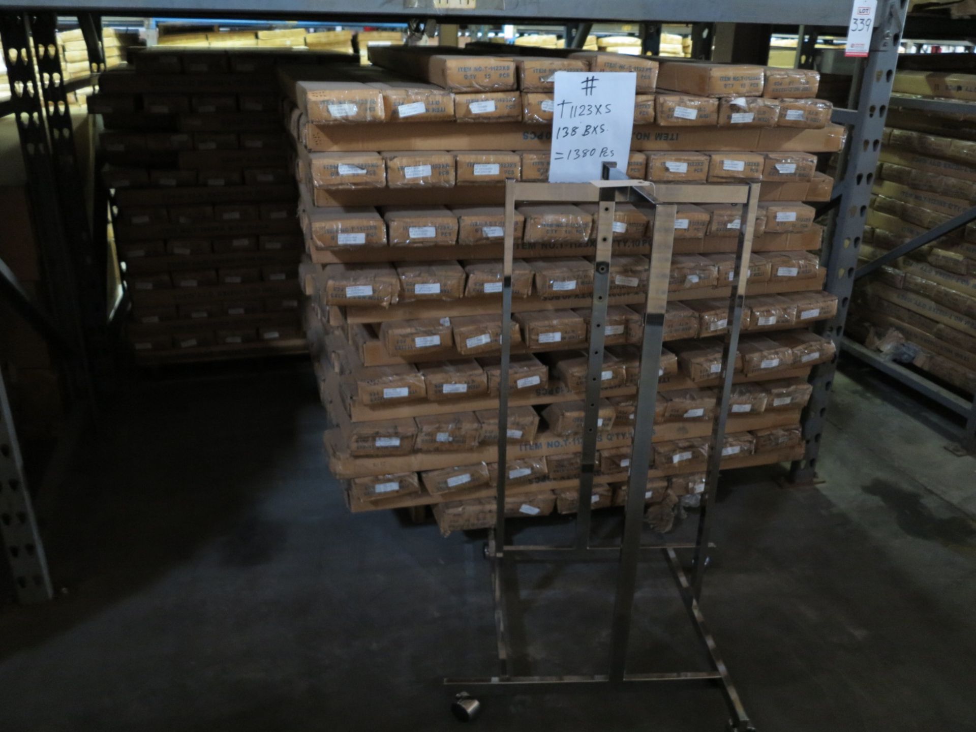 LOT - CONTENTS OF (2) SECTIONS OF PALLET RACK TO INCLUDE: ITEM # 40123, 4 WAY RACK W (4) 18" STR. - Image 3 of 6