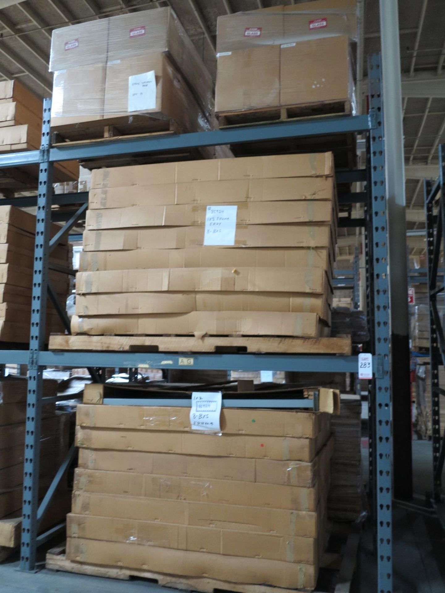 LOT - CONTENTS OF (2) SECTIONS OF PALLET RACK TO INCLUDE: ITEM # 86924, 1 X 2 FRAMES; ITEM #