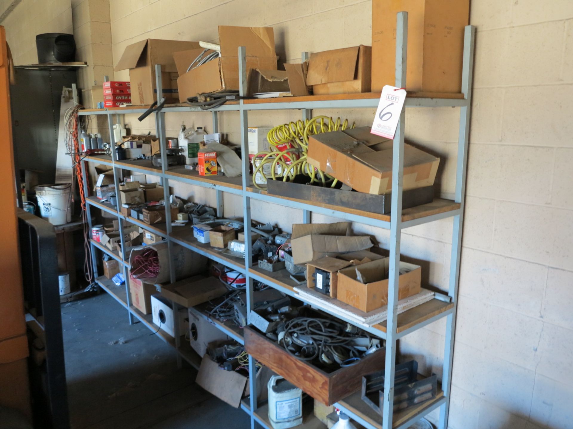 LOT - (2) SHELF UNITS W/ CONTENTS OF MAINTENANCE SUPPLIES