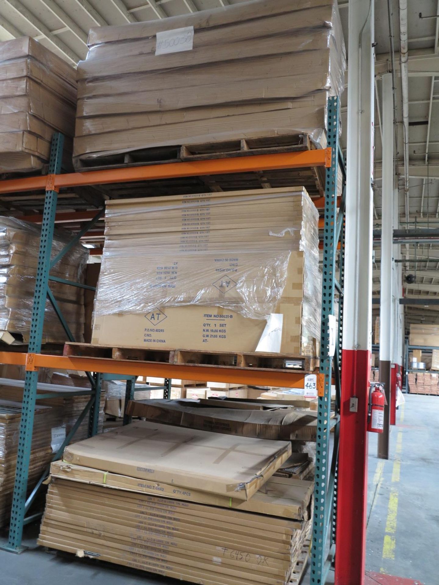 LOT - CONTENTS OF (2) SECTIONS OF PALLET RACK TO INCLUDE: ITEM # 50635, 5' STARTER SET 72" HIGH F