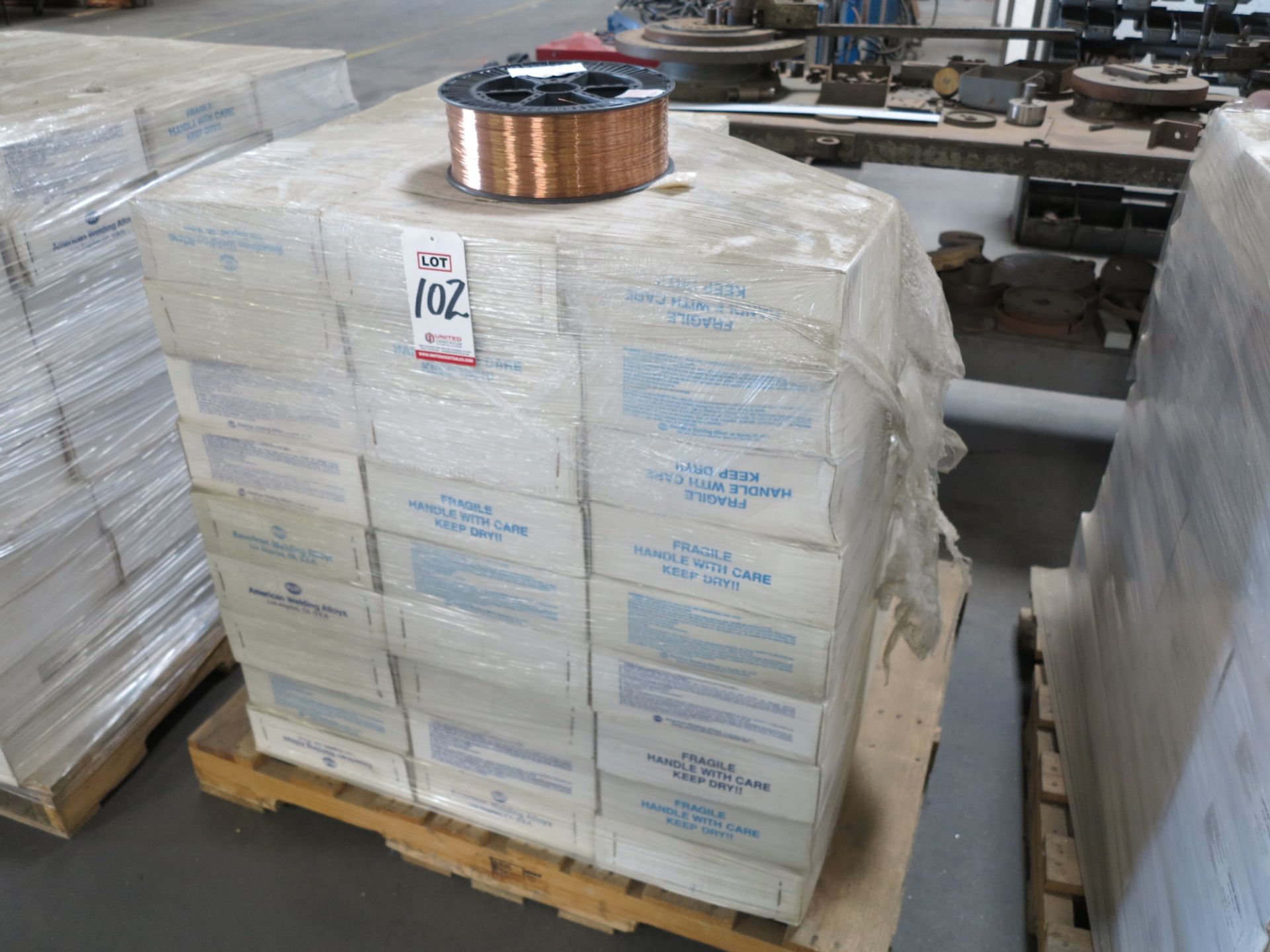 LOT - PALLET OF AMERICAN WELDING WIRE, S6, DIA. .035", 70 BOXES