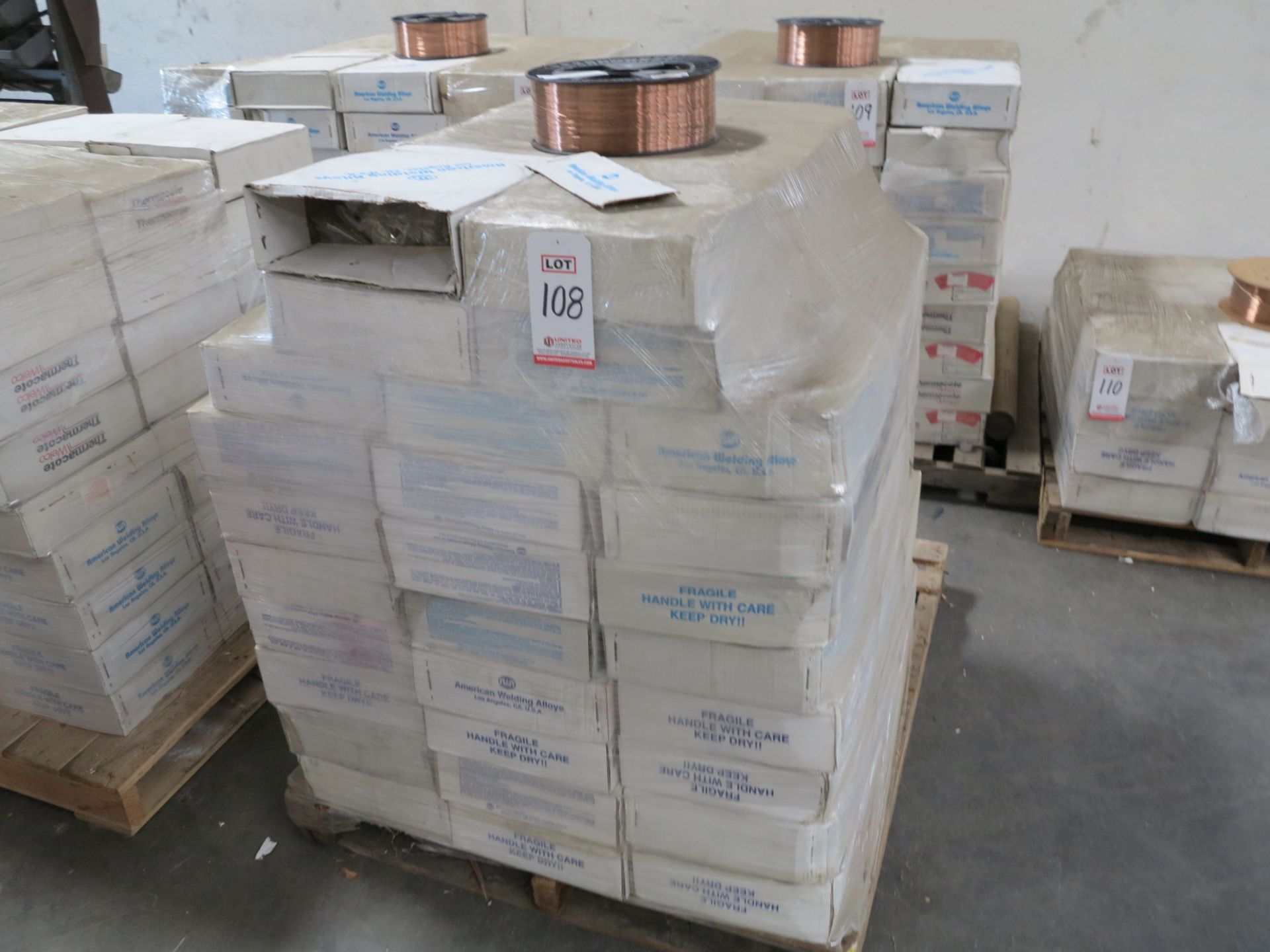 LOT - PALLET OF AMERICAN WELDING WIRE, S6, DIA. .035", 84 BOXES