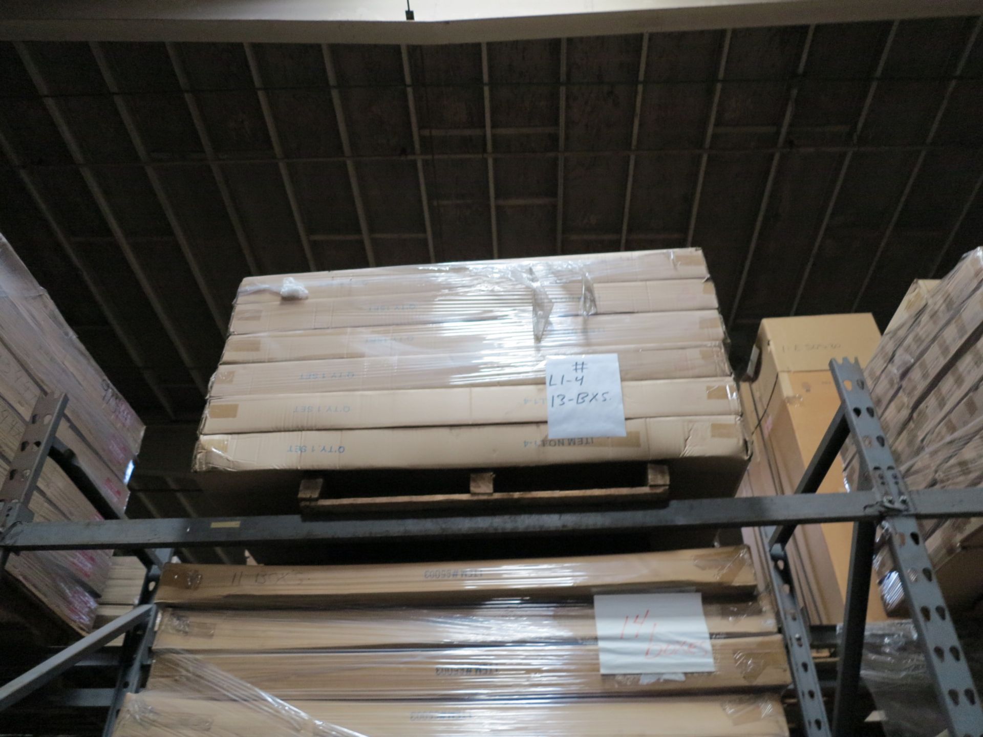 LOT - CONTENTS OF (2) SECTIONS OF PALLET RACK TO INCLUDE: ITEM #10396, T STAND COUNTER TOP, SATIN - Image 6 of 8