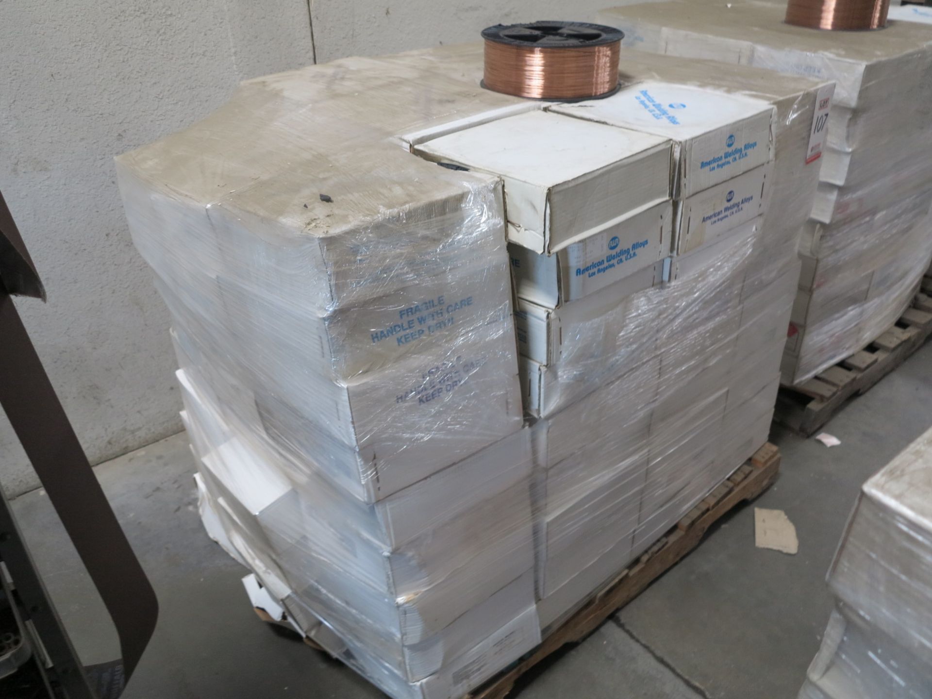 LOT - PALLET OF AMERICAN WELDING WIRE, S6, DIA. .035", 108 BOXES