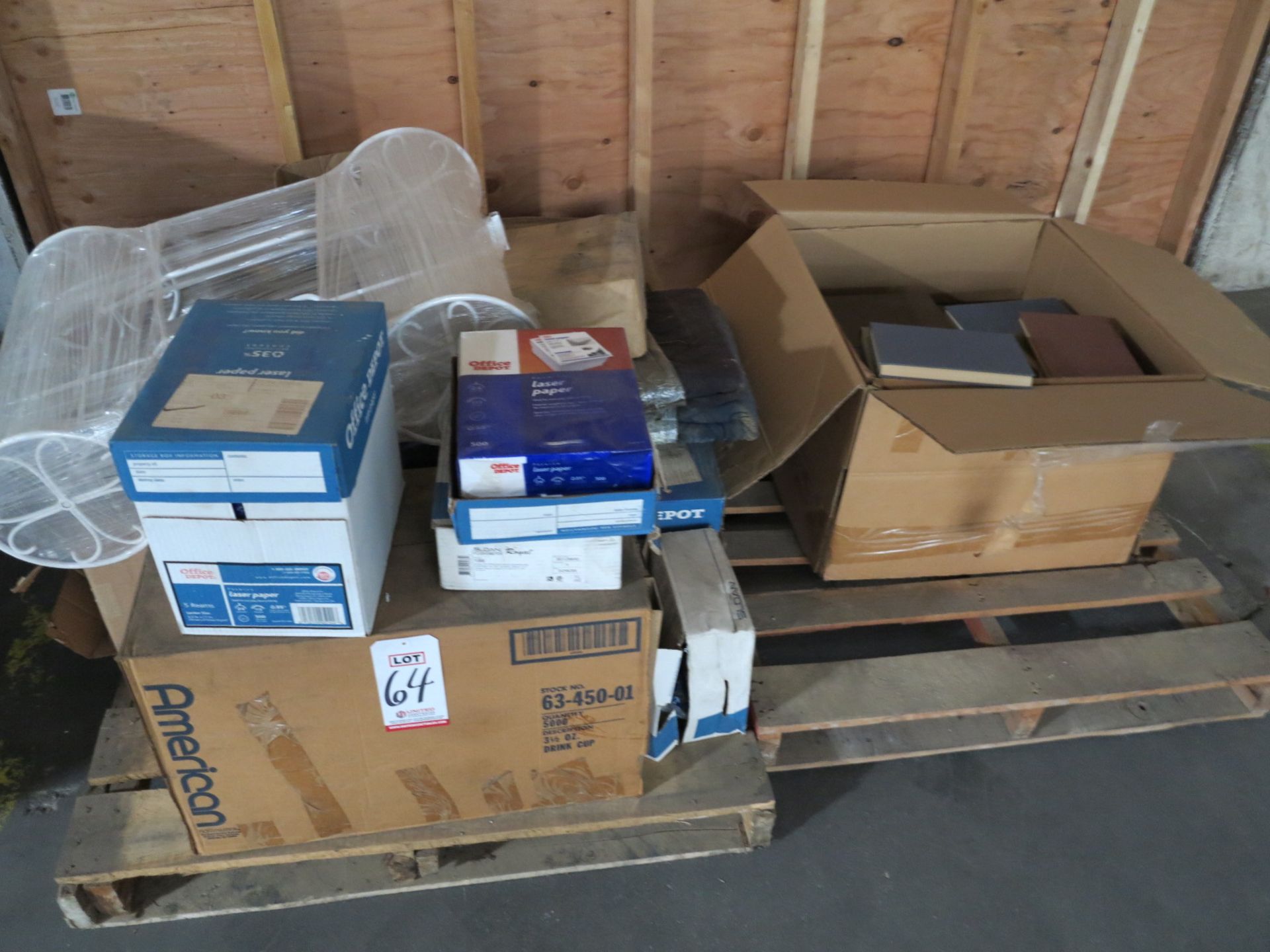 LOT - MIXED PALLET OF COPY PAPER, KOHLER BREVIA TOILET SEATS, PAPER TOWEL DISPENSER, DRINKING