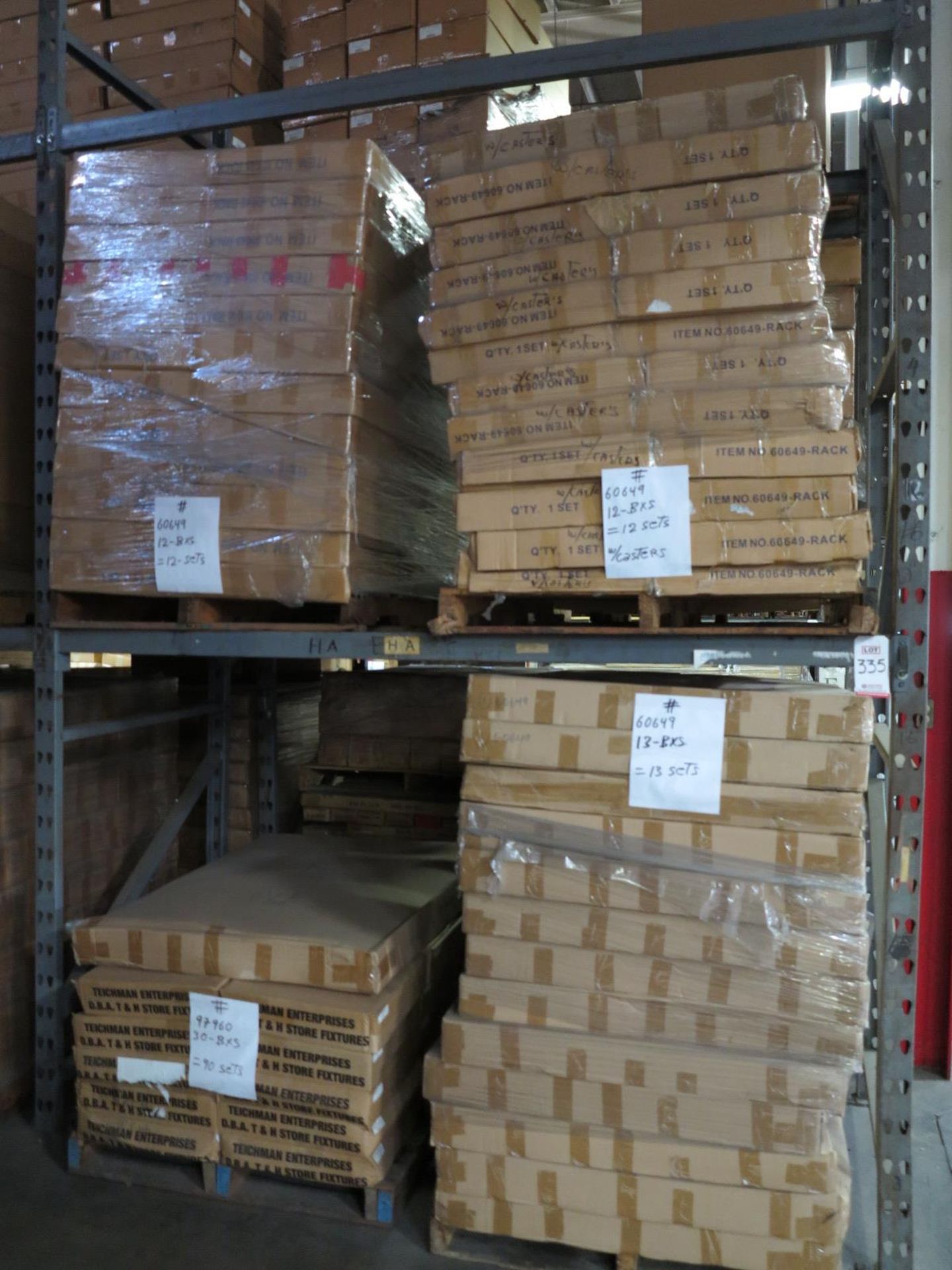 LOT - CONTENTS OF (2) SECTIONS OF PALLET RACK TO INCLUDE: ITEM # 26164, ADD ON ARM F MINI QUAD (S/