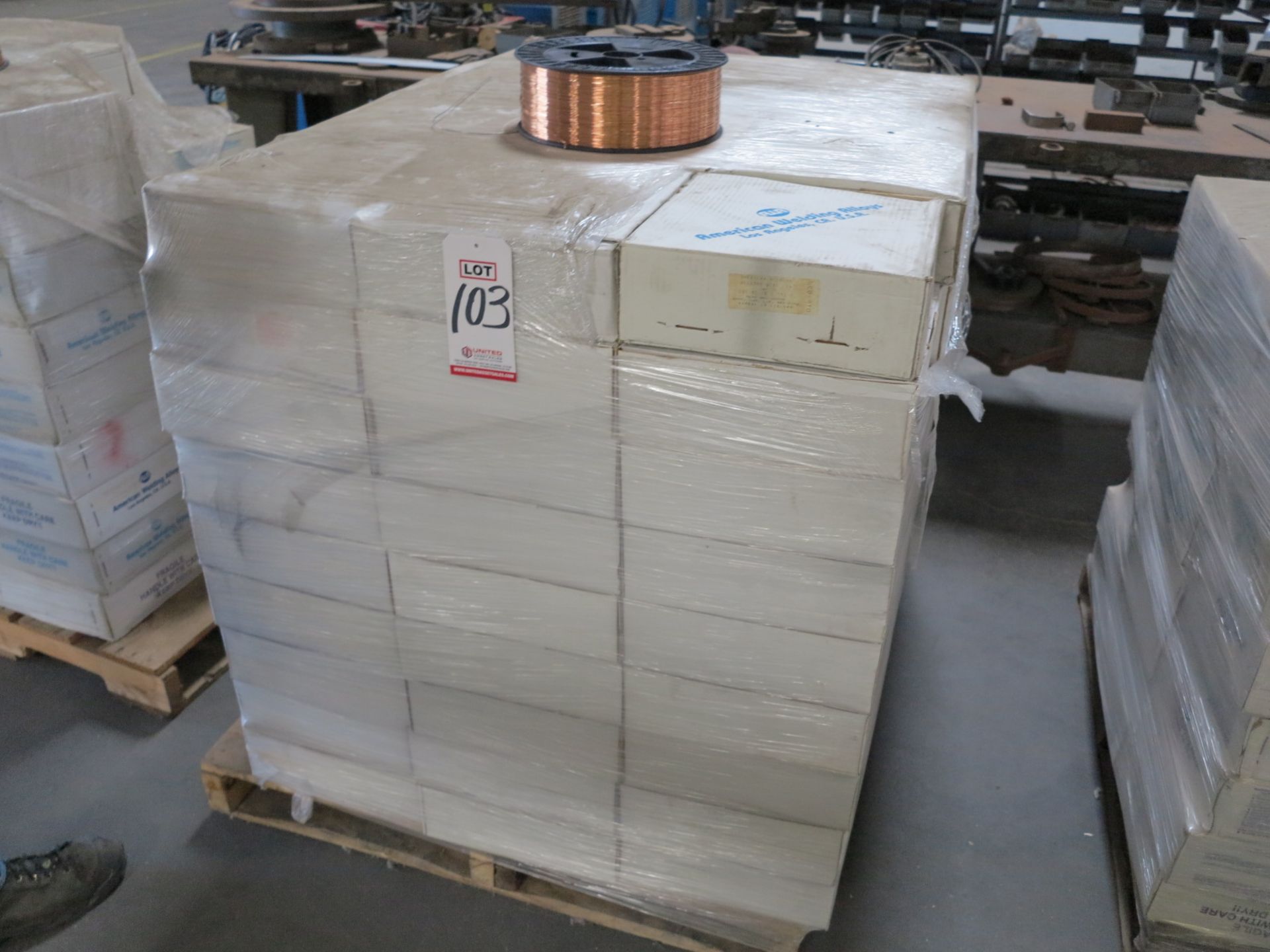 LOT - PALLET OF AMERICAN WELDING WIRE, S6, DIA. .035", 81 BOXES