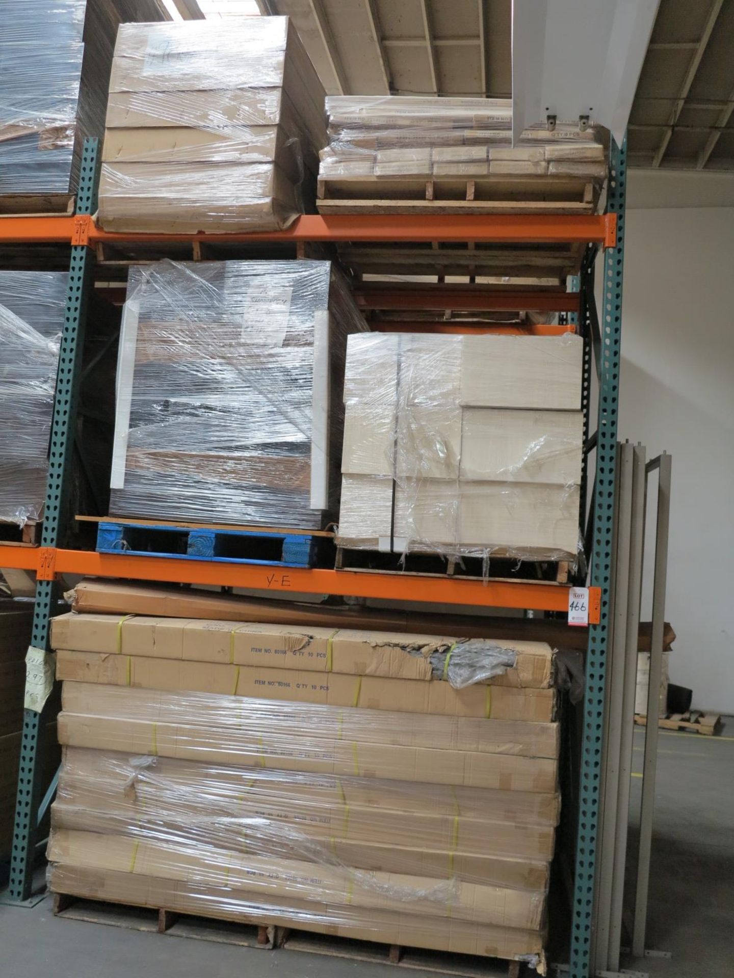 LOT - CONTENTS OF (2) SECTIONS OF PALLET RACK TO INCLUDE: ITEM # 98684, LINEN DISPLAY FIXTURE,