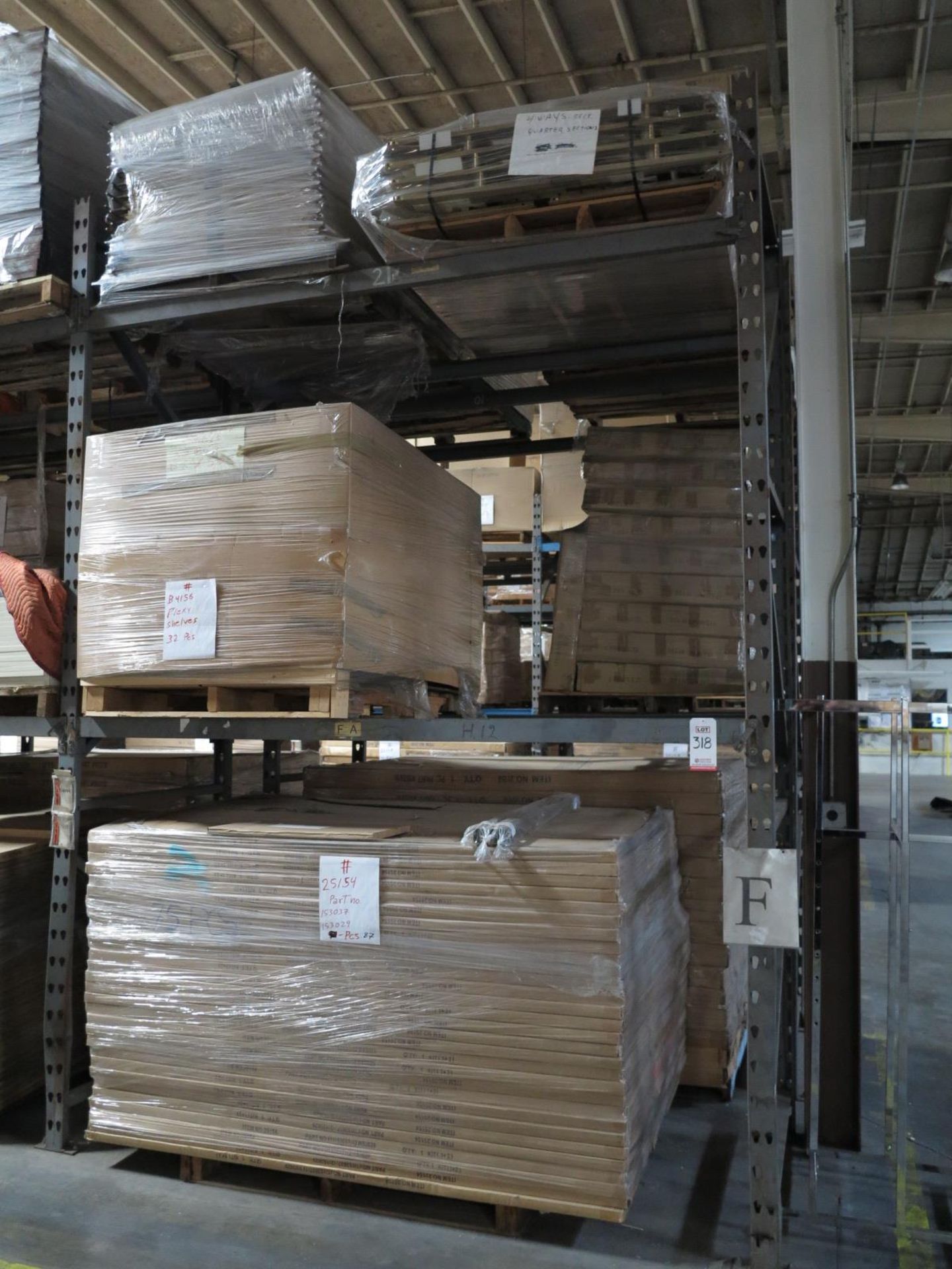 LOT - CONTENTS OF (2) SECTIONS OF PALLET RACK TO INCLUDE: HARDWARE; ROUND RACK FRAMES; ITEM # T5436,