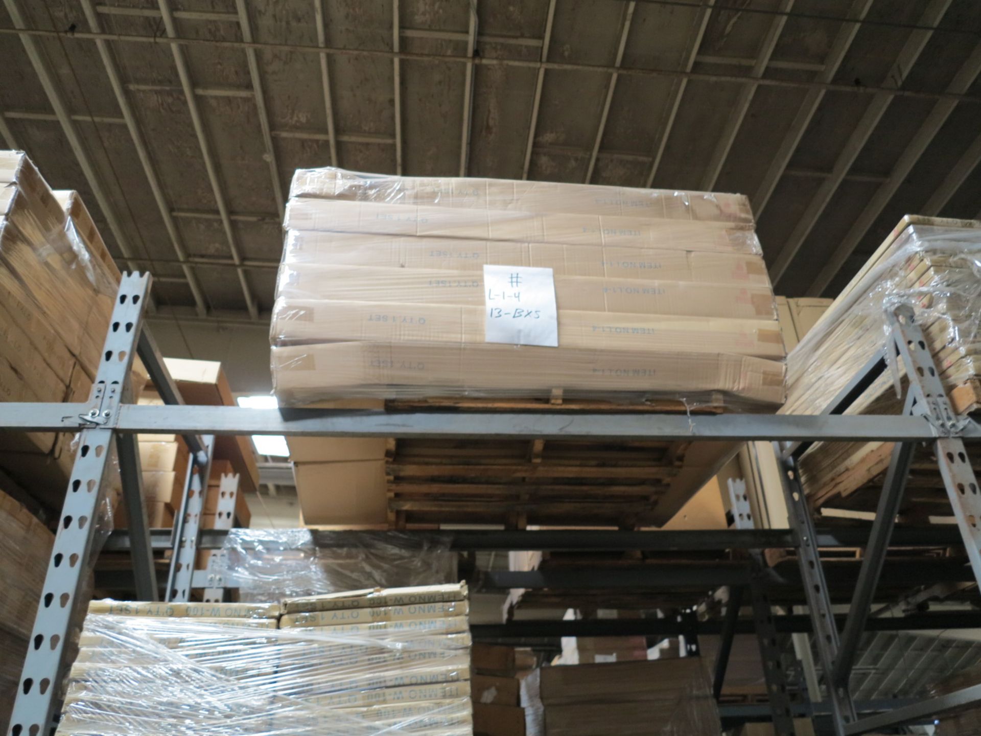 LOT - CONTENTS OF (2) SECTIONS OF PALLET RACK TO INCLUDE: ITEM #10396, T STAND COUNTER TOP, SATIN - Image 5 of 8
